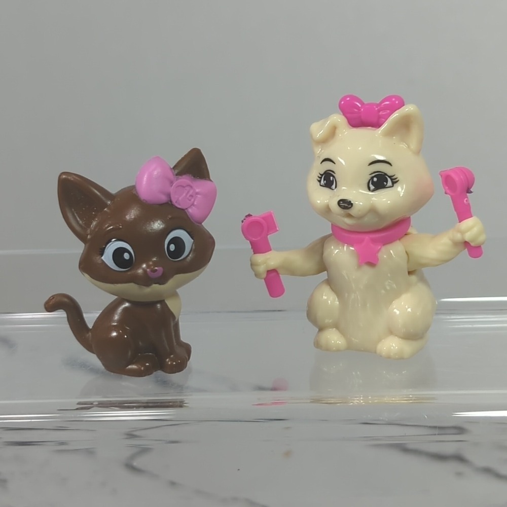 Barbie Pets Cats Lot of 2 Gymnastic Cat Missing Ribbons